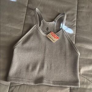 NWT FP Movement Happiness Runs Crop Tank in heather gray